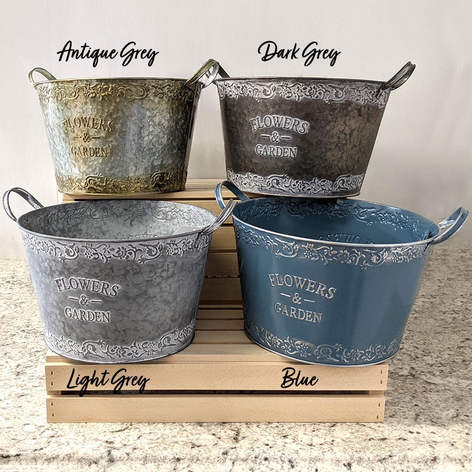 11" Vintage Flower Market Basin Planter Netta's Nursery Posen, Michigan